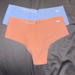 “PINK” Victorias Secret Blue & pink-peach no show seamless cheekster panties